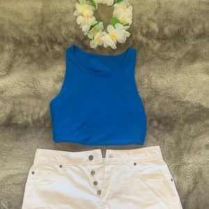 Electric blue athletic top 🦋